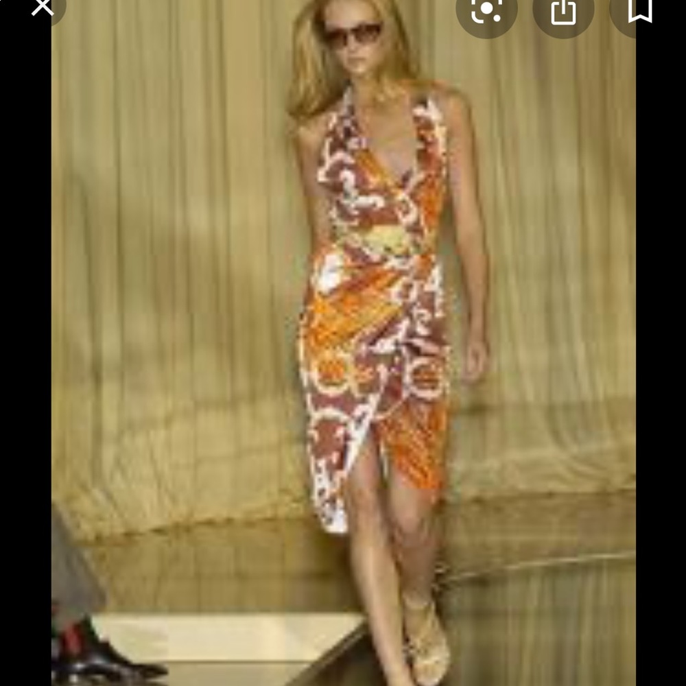 Versace S/s 05 Runway printed Medusa halter dress 38